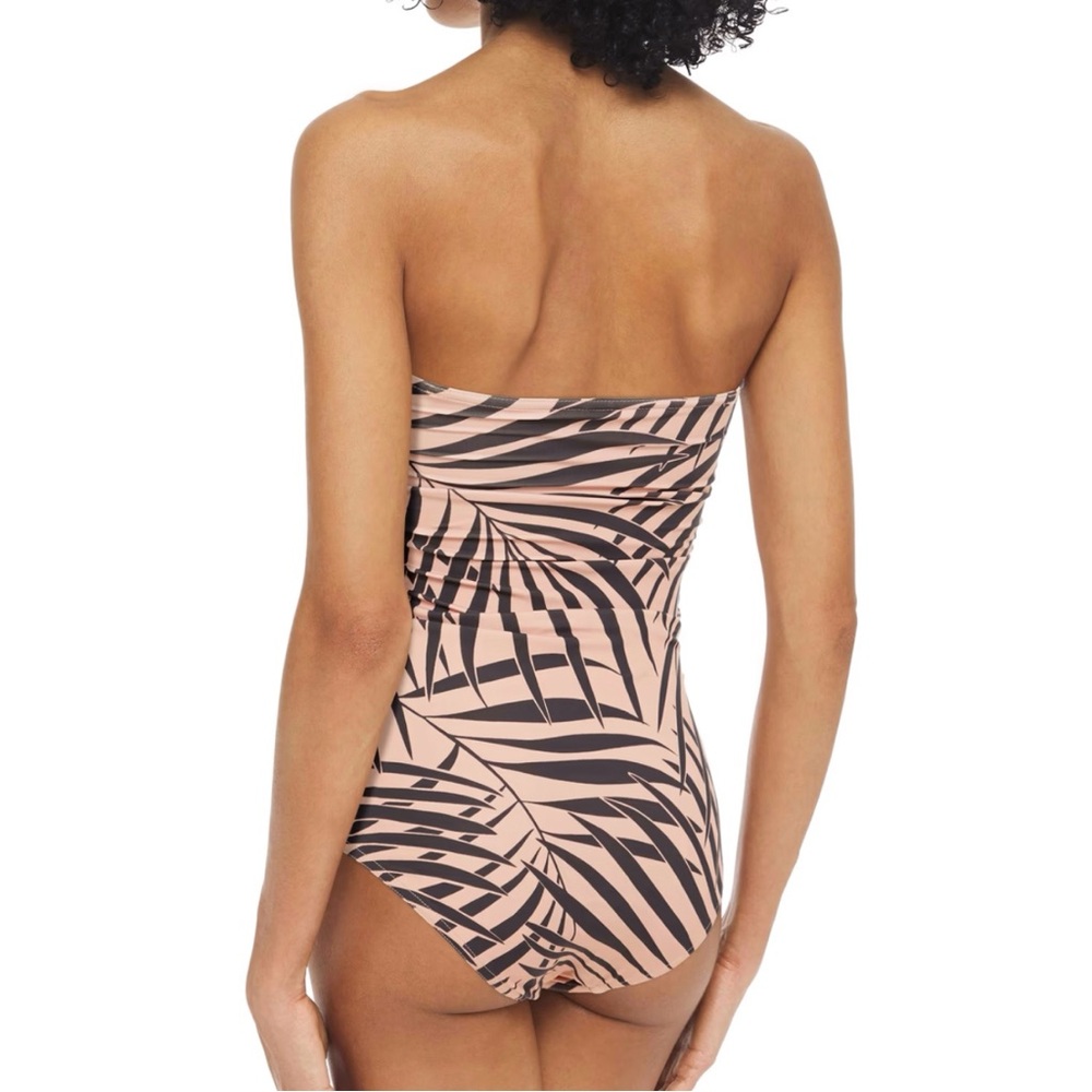 ZIMMERMANN BLUSH TAN BLACK SCULPT LINK RUCHED ZEBRA PRINT BANDEAU SWIMSUIT - Picture 10 of 10